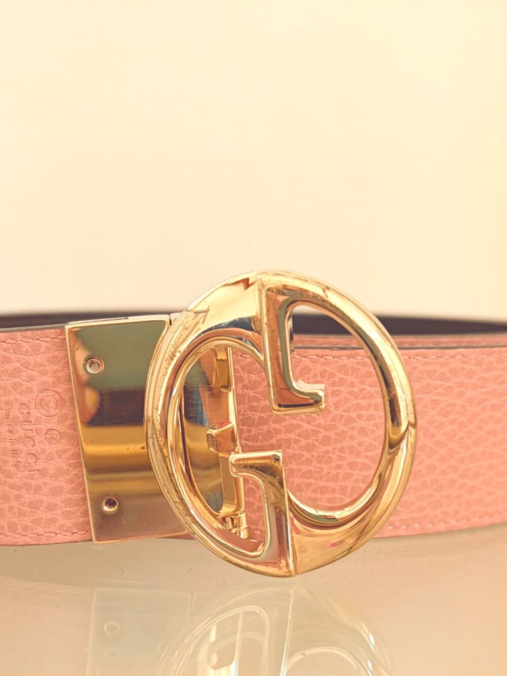 Gucci Signature, Reversible Leather Belt (Interlocking G Buckle, Gold-tone) - Picture 4 of 8
